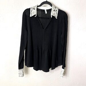 Free People black long sleeve top